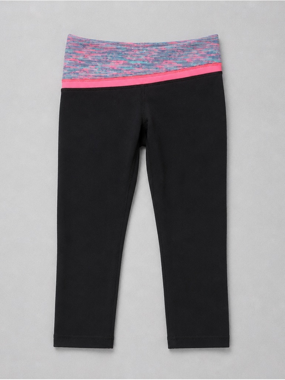 Ivivva Black Capri Leggings with Pink and Heathered Waistband